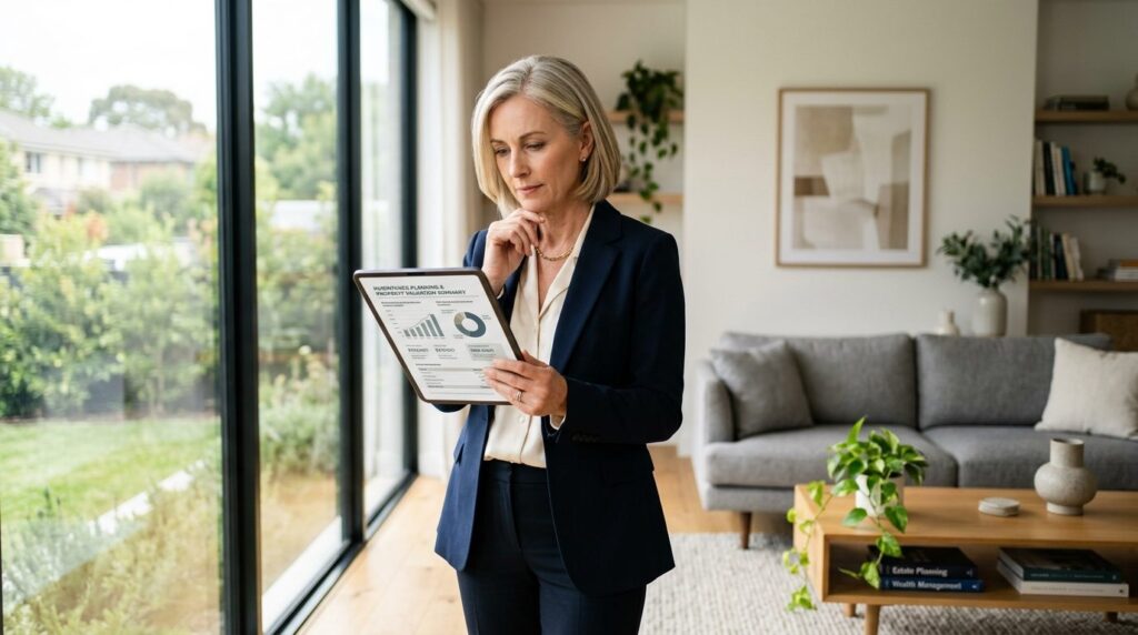Professional photorealistic image of a middle-aged woman or 