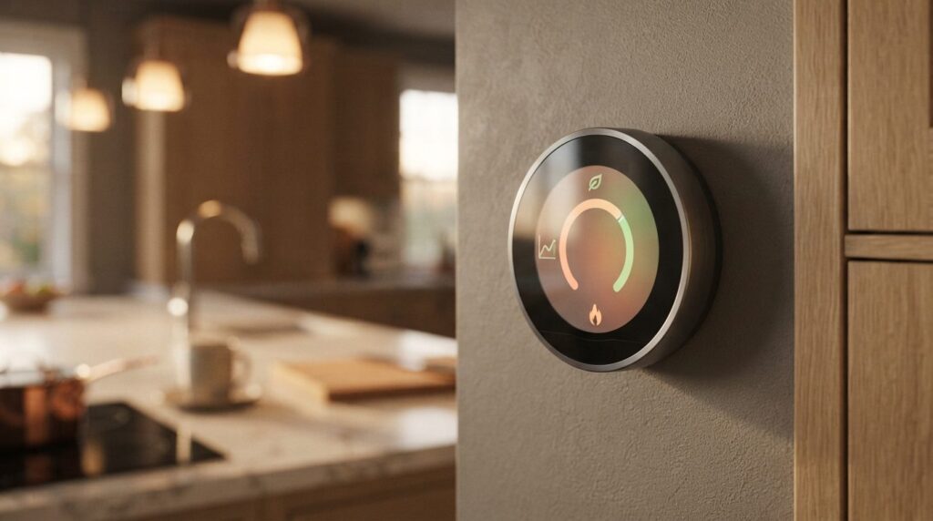 Close-up professional shot of modern home heating system con
