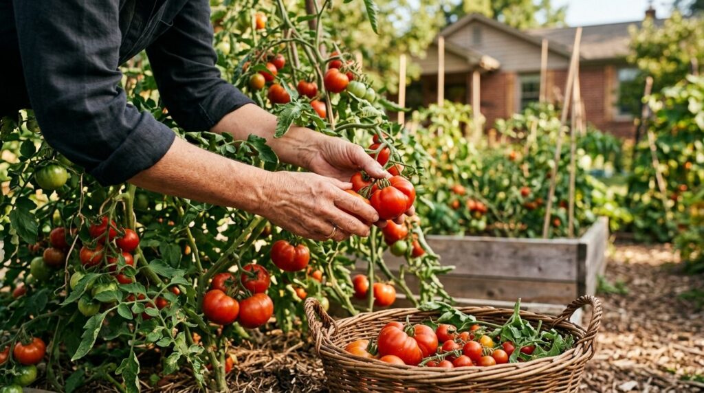 Close-up professional stock photo of hands harvesting fresh 